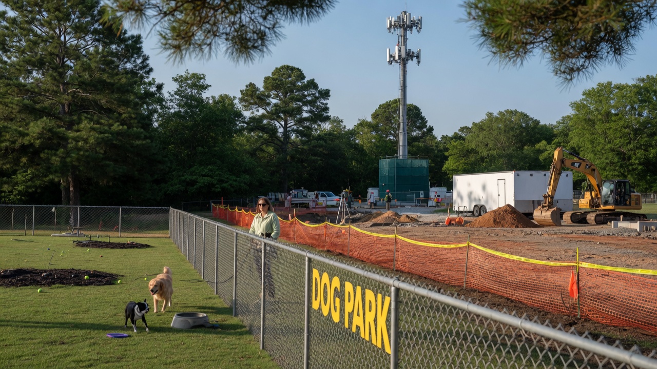 Peachtree City Dog Park Adjacent to New Cell Tower Construction