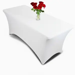 White 6ft Rectangular Spandex Tablecloth